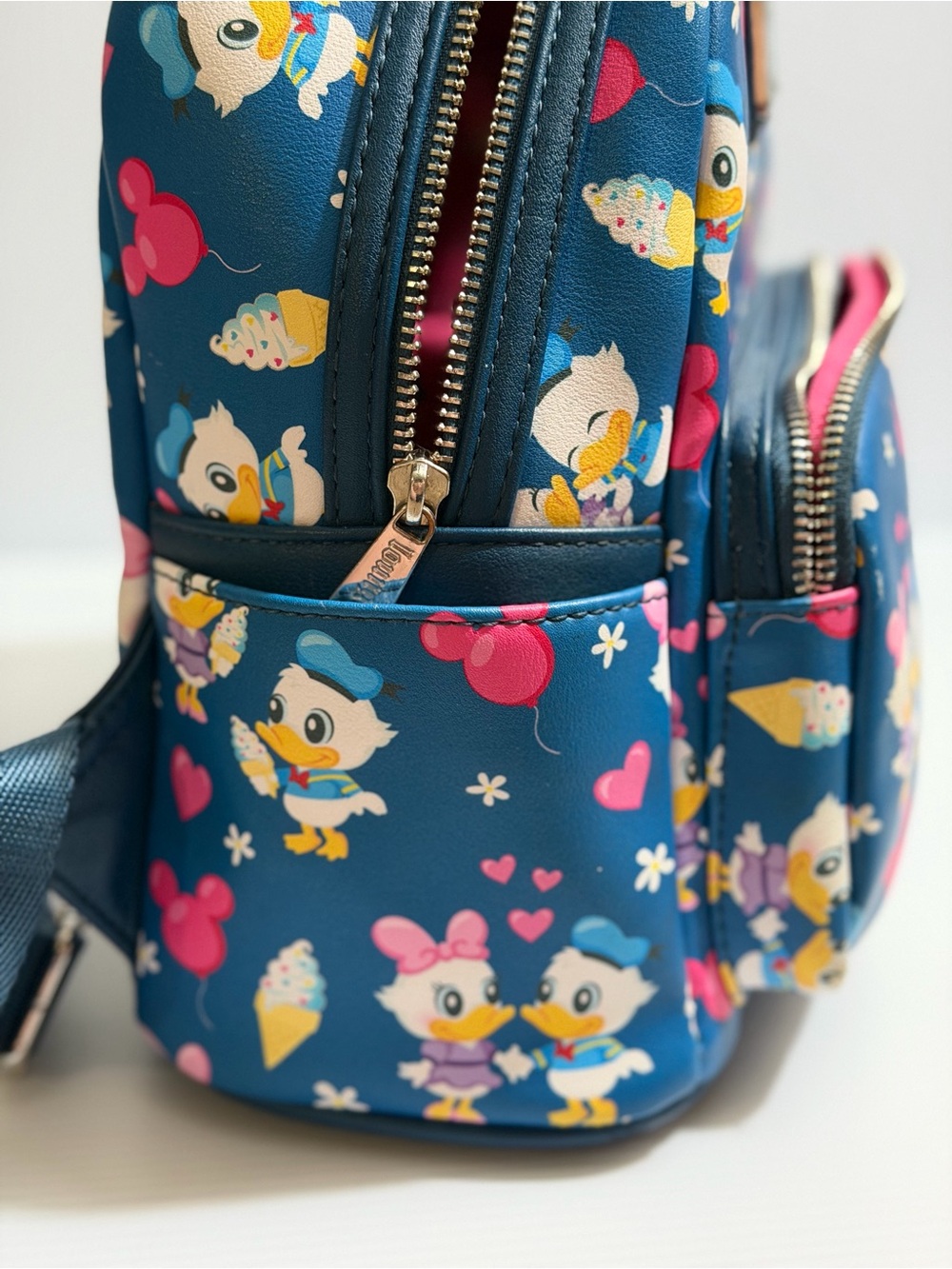 Disney Parks Loungefly Donald & Daisy Ice Cream Mini Backpack READ FLAW INFO - Picture 10 of 17